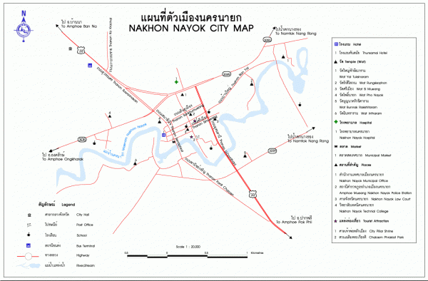 แผนที่เมืองนครนายก